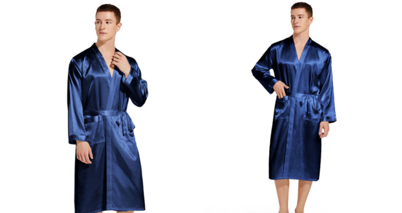 Men's Sleep Thin imitation silk home robe Plus size loose long bathrobe for men_voghion.com