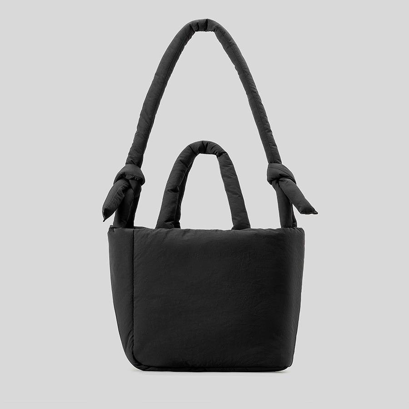 Women's Bags knotted shoulder strap quilted nylon large capacity tote bag _voghion.com