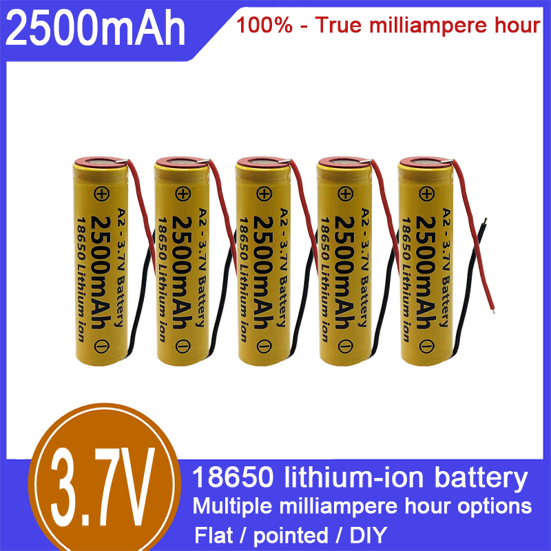18650 litiumioniakku, 3,7 V, 2500 mAh, 100 % kapasiteetti, sopii sähköleluihin, sähkötupakoille, taskulampuille ja muille aloille_voghion.com