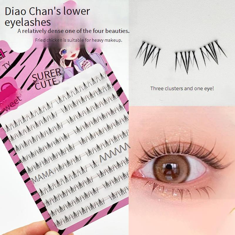 Kunstripsmed Neli kaunitari alumised ripsmed 10 rida alumisi ripsmeid Naturaalne simulatsioon Ühe klastri laisad kunstripsmed_voghion.com