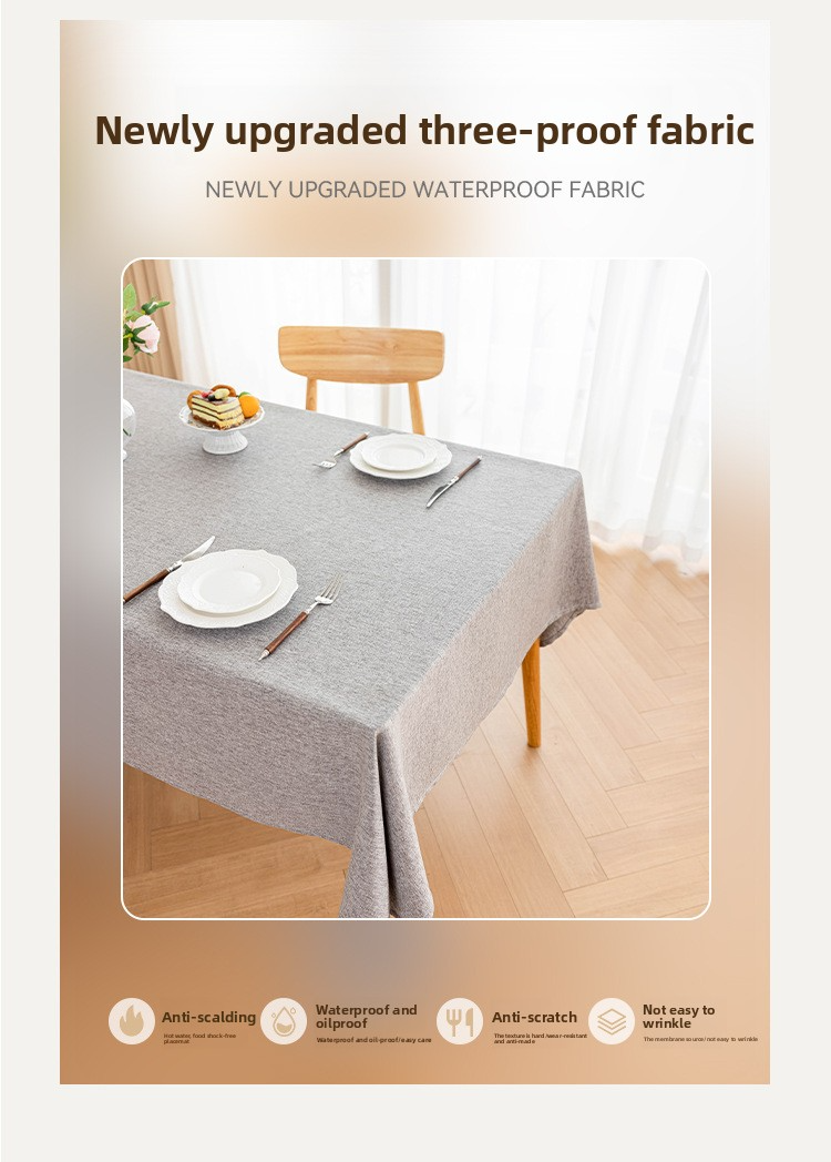 Wasserdichte Tischdecke aus Leinen – schmutzabweisend, waschbar, rechteckig, für Esstische, als Dekoration für Zuhause, Cafés und Küchen (40 x 60 cm/90 x 90 cm/90 x 140 cm)_voghion.com