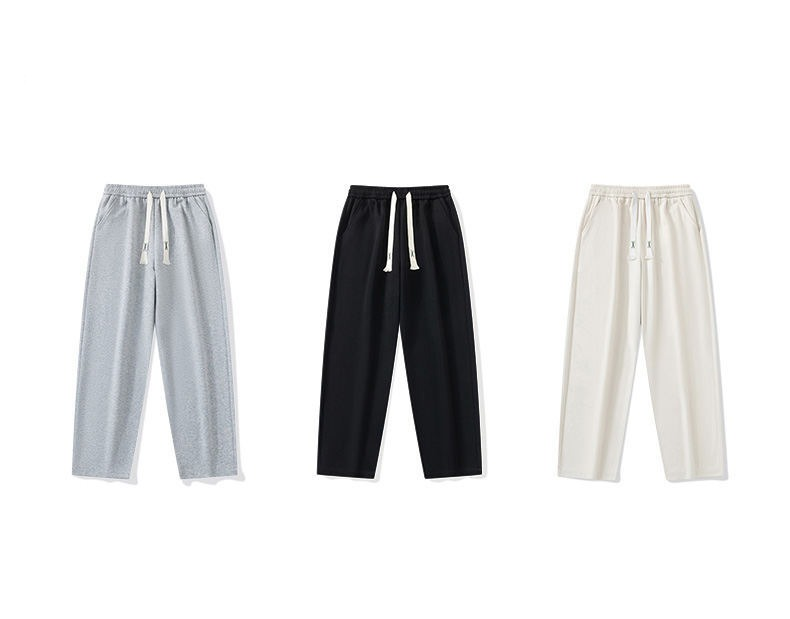 Pantaloni casual da uomo a gamba larga con coulisse in vita - Comodi pantaloni a gamba dritta in tinta unita per l'uso quotidiano_voghion.com