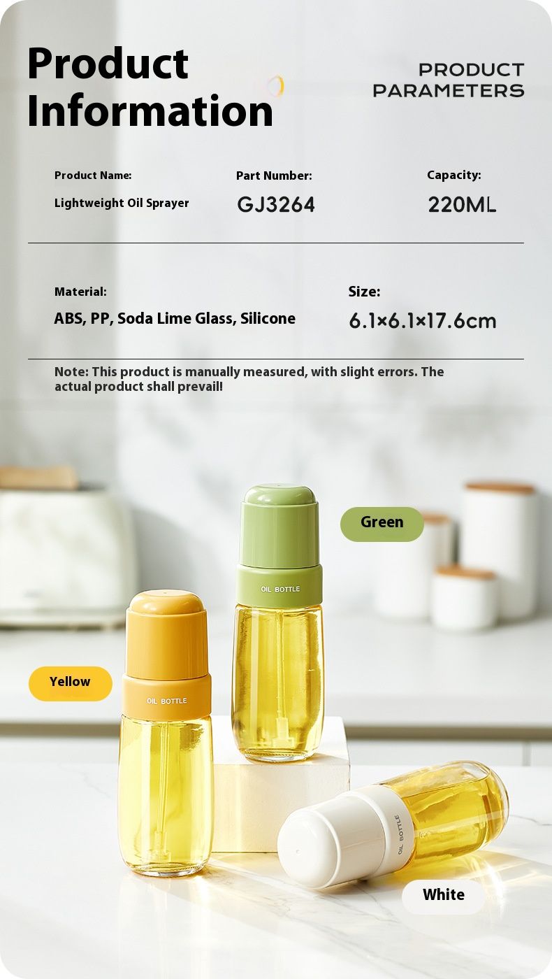 Glass Oil Spray Bottle For Cooking, 200ml Kitchen Oil Mister With Fine Mist Sprayer, Non-Stick Oil Dispenser For Baking, Grilling, Salad_voghion.com