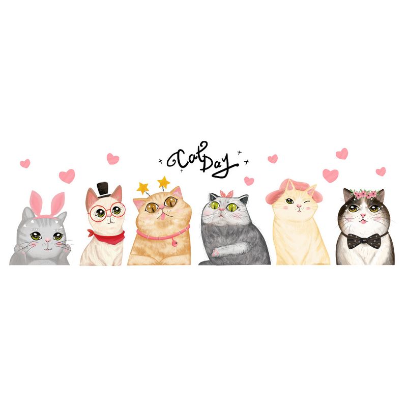 Cartoon 6 cats and tigers PVC frosted JS-N children's room kindergarten decoration wall stickers_voghion.com