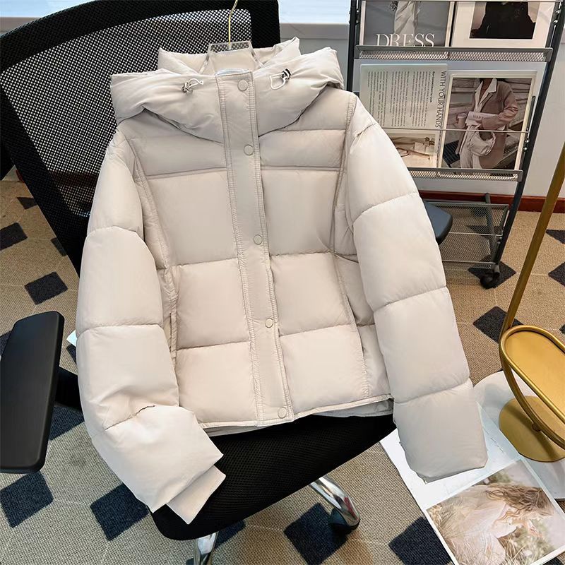 Women's Puffer Jacket Winter Oversized Hooded Short Coat Thickened Warm Polyester Cotton Coat_voghion.com