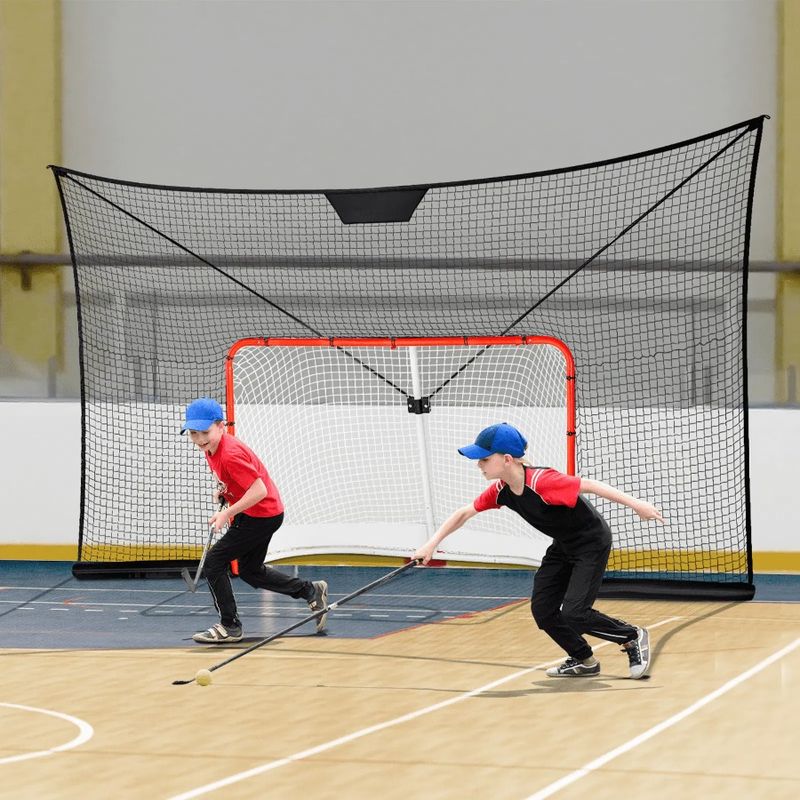 Hockey Net Street Hockey Sport Target 12x7FT Netting Outdoor Goal Backstop_voghion.com