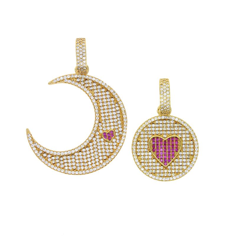 Herrenschmuck Zirkon eingelegte Liebe Sonne Mond Halskette Paar Hip Hop Anhänger 520 Valentinstag Geschenk_voghion.com