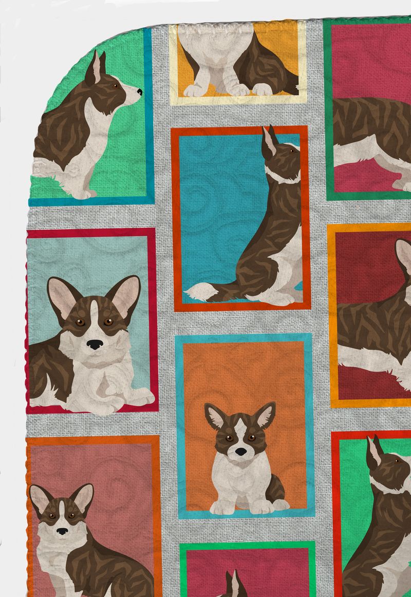Lots of Brindle Cardigan Corgi Quilted Blanket 50x60 Artwork Pattern Quilted Throw Blanket for Bed, Couch, Sofa, Soft and Lightweight_voghion.com