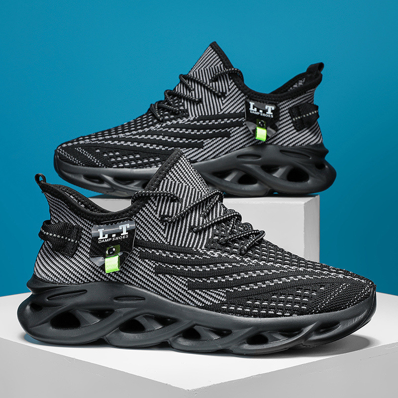 Herrsneakers med snörning i mesh - Sportskor - Lätta och andningsbara - Löpning Basketboll Träning Gym_voghion.com