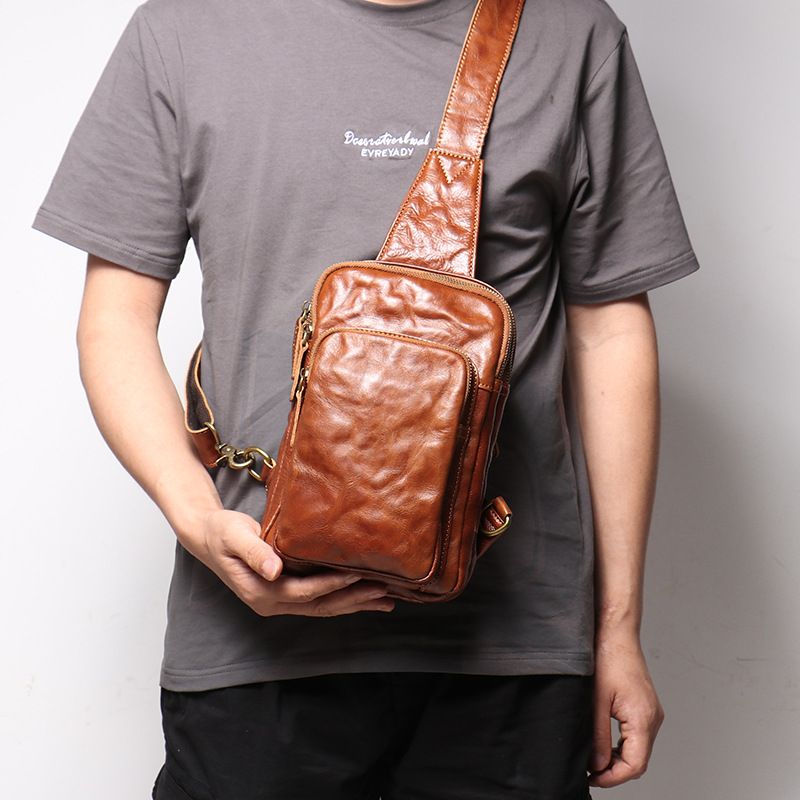 Nouveau sac de poitrine en cuir rétro pour hommes avec sac à bandoulière simple de grande capacité, sac à dos à bandoulière pour femmes, sac pour hommes en cuir résistant à l'usure_voghion.com