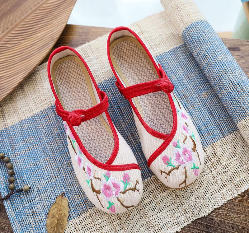 Scarpe da ballo quadrato in tessuto ricamato, con punta bassa, tacco basso, scarpe singole da donna primaverili e autunnali_voghion.com