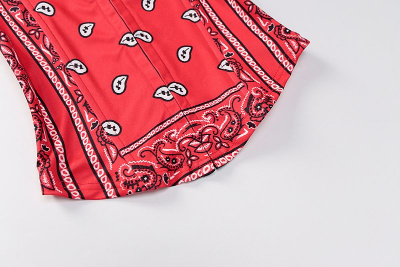 Top tubo con estampado de espiga y botones para mujer, primavera 2025_voghion.com