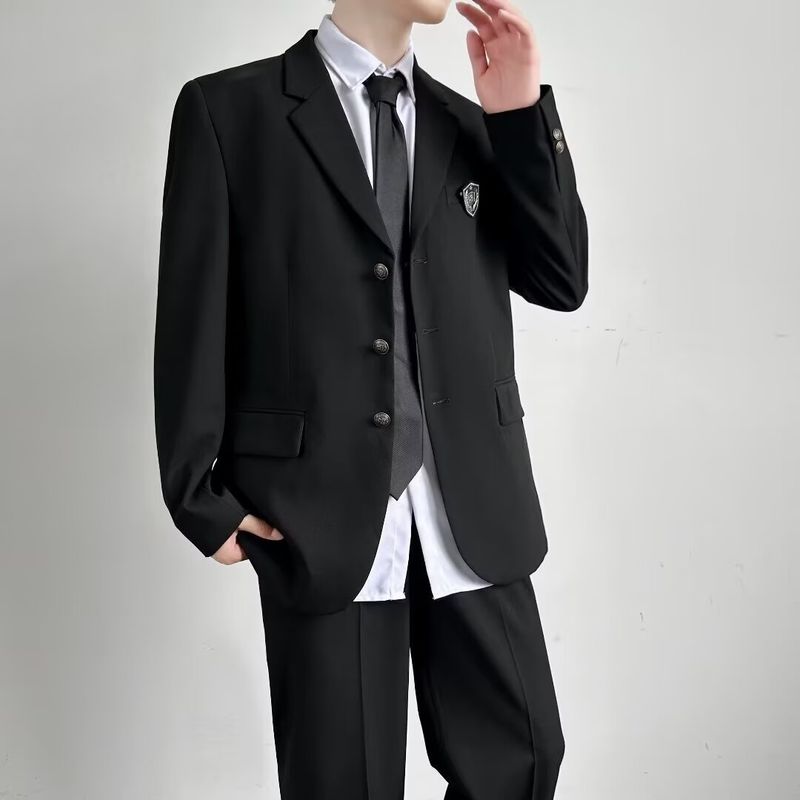 Trendy new suit men's top loose jacket men's spring and autumn versatile casual suit uniform_voghion.com