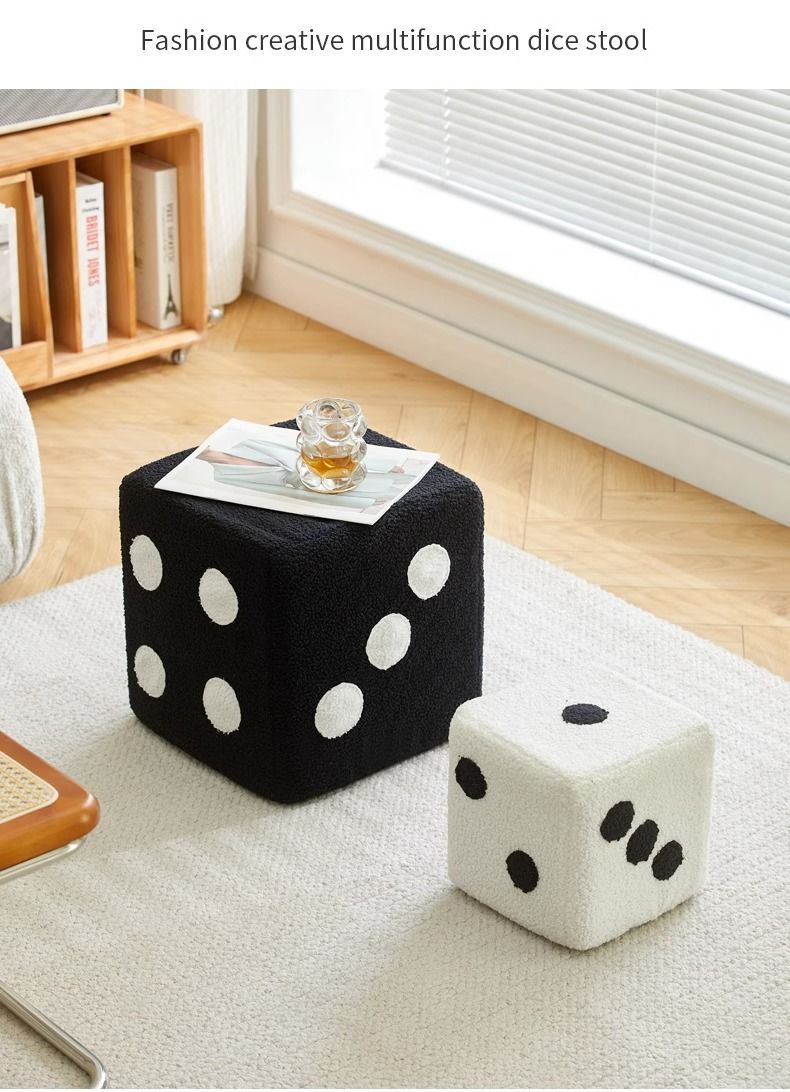 Schuhwechsel-Würfel-Kissen, Teddy-Samthocker für Wohnzimmer/Eingangsbereich, niedriger quadratischer Hocker_voghion.com