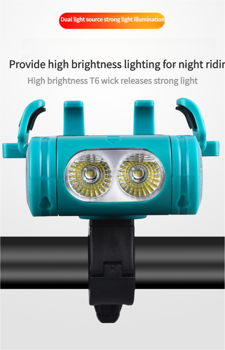 Fahrrad-Frontlicht Elektrische Hupe Ladetelefonhalter Hohe Helligkeit Taschenlampe Rennrad Mit FY-330_voghion.com
