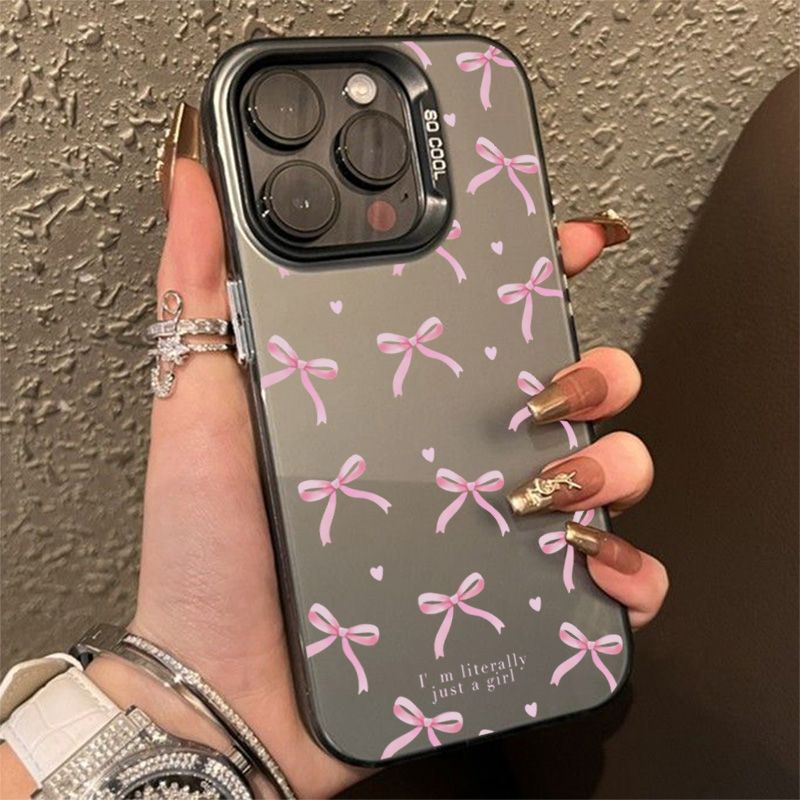 Coque de téléphone à motif cœur et nœud pour iPhone 16 Pro Max, 15, 14, 13, 12, 11, XS, X, XR, 7, 8 Plus, SE 2022, résistante aux chocs, rigide et mate_voghion.com