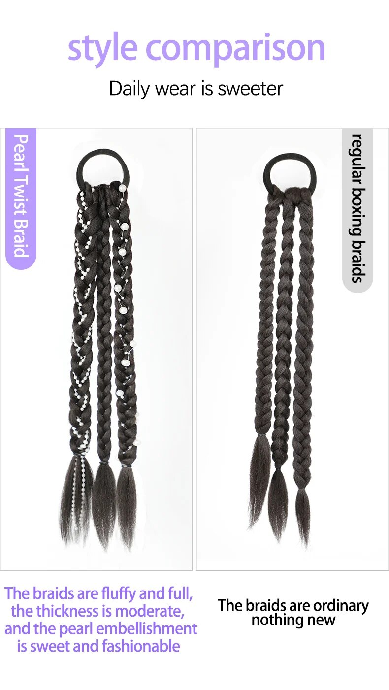 TALANG Trecce sintetiche da boxe Coda di cavallo per donna Elastico Twist Treccia Corda Elastico Accessori per capelli Resistente al calore_voghion.com