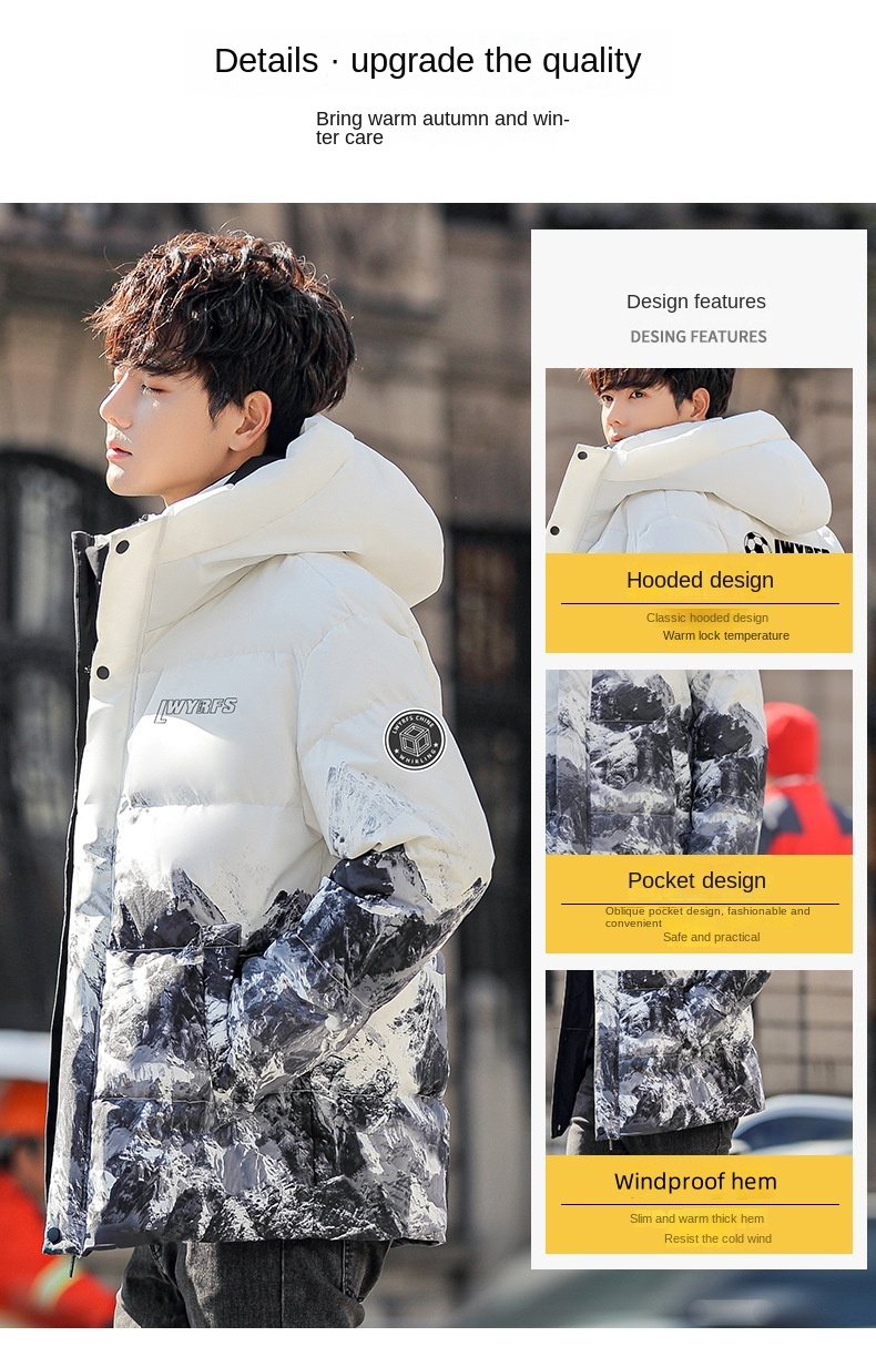 Daunenjacke für Herren, Winter, weiße Entendaunen, kalt, warm, Kapuzenjacke, Teenager, Hong Kong-Stil, Gezeitenmarke, Herren-Daunenjacke_voghion.com
