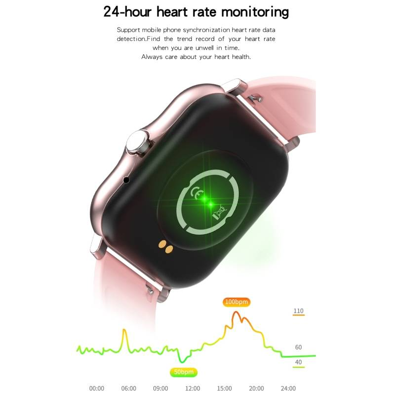 1,69-Zoll-TFT-Bildschirm, IP67 wasserdichte Smartwatch, unterstützt Musiksteuerung/Bluetooth-Anrufe/Herzfrequenzüberwachung, Stil: Silikonarmband_voghion.com