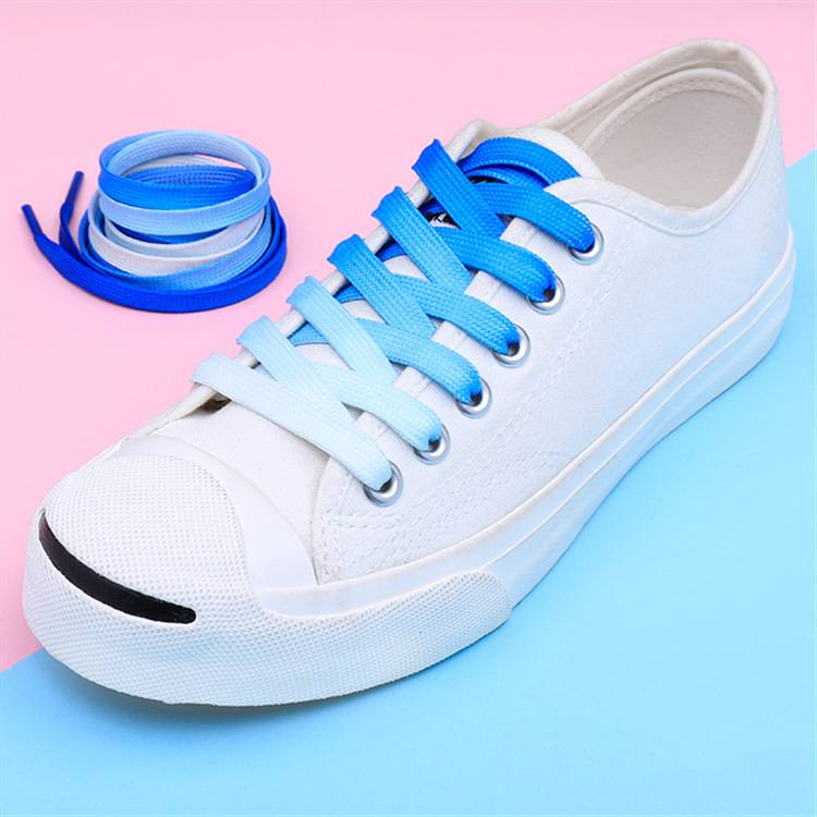 Schuhzubehör Farbverlauf Schnürsenkel Sportschuhe weiße Schuhe Segeltuchschuhe Kinder Persönlichkeit trendige flache Schnürsenkel_voghion.com