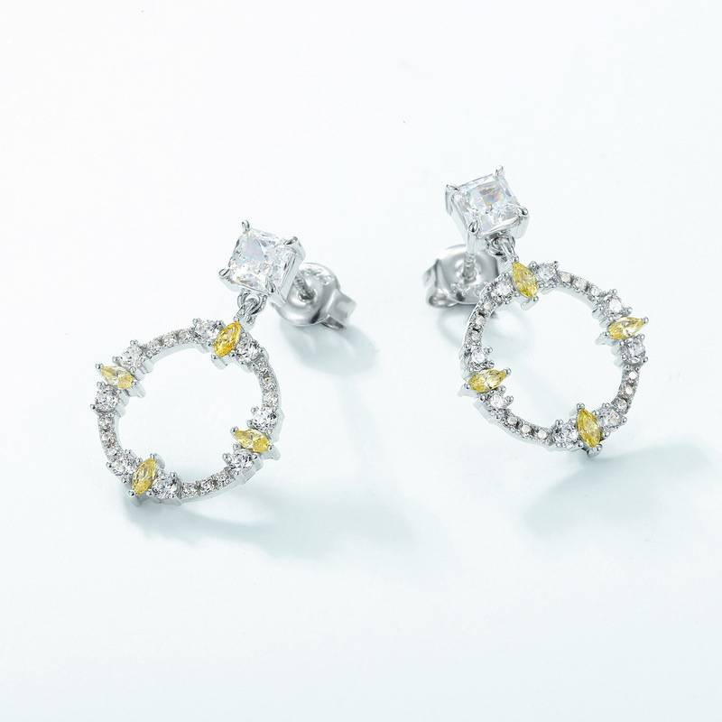 Runde Hoop voller farbiger Edelstein Ohrringe weibliche S925 Silber Eis Blume geschnitten High Carbon Diamant Ohrringe Mode Licht Luxus_voghion.com