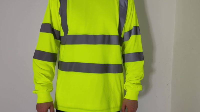 Herretøj fugttransporterende rundhalset langærmet T-shirt Engineering Dock Highlight Advarsel Arbejdstøj_voghion.com