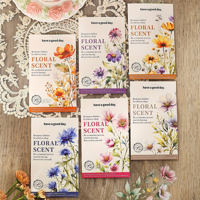 1 Piece Of 20 Large Size Watercolor Flower Pattern PET Decoration Manual Material Stickers_voghion.com