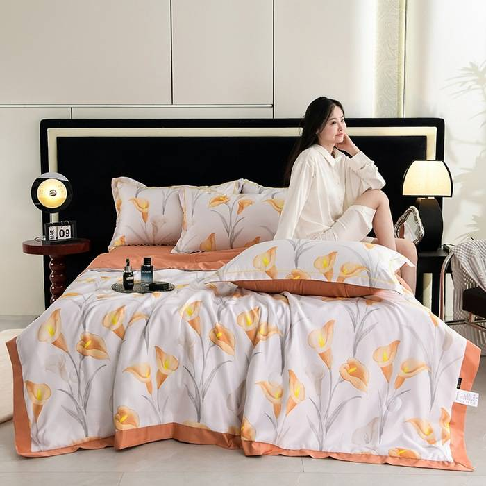 Set di piumoni estivi lavabili in Tencel - 4 pezzi, rinfrescanti e setosi, traspiranti e ipoallergenici_voghion.com