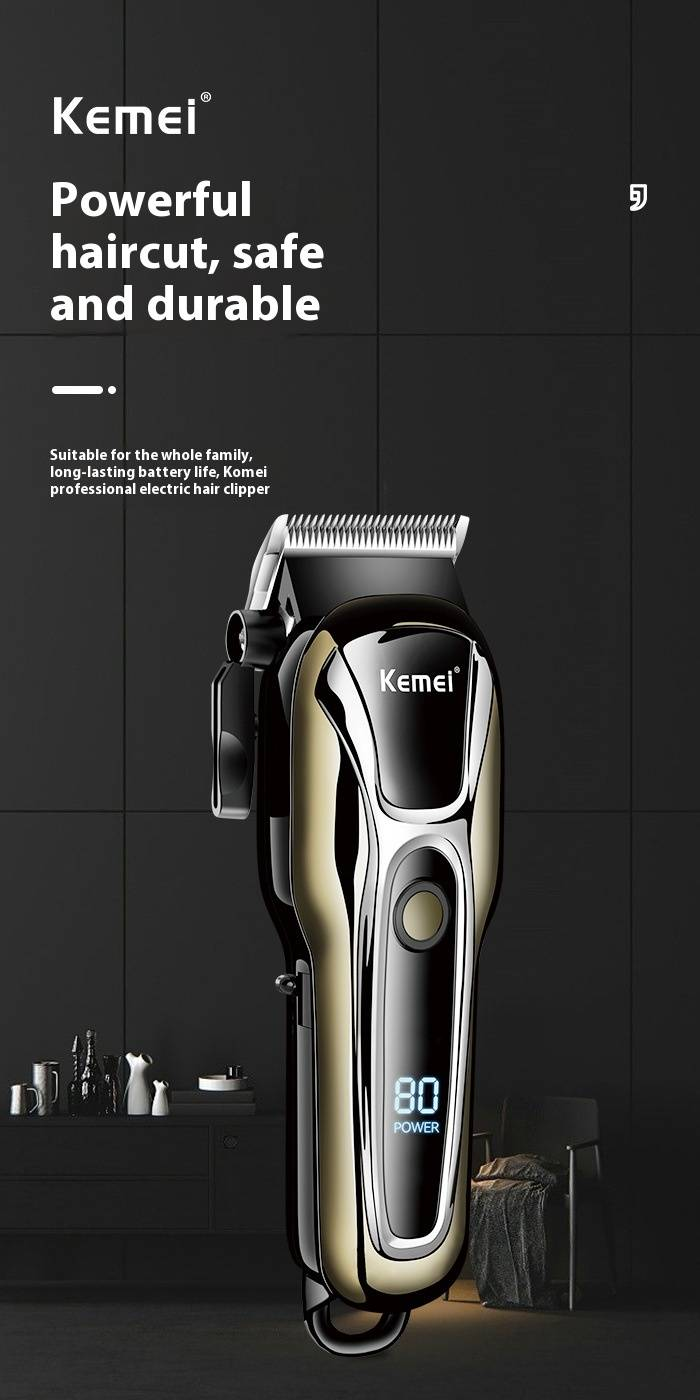 KM-1990PG Professional Hair Clipper - High Power Cordless Trimmer With LCD Display & USB Charging For Salon & Home Use_voghion.com
