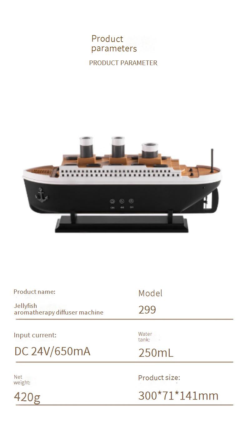 Steam-Powered Ship Humidifier & Aroma Diffuser – Ultrasonic Mist Maker With LED Lights, Dual Spray Nozzles, Auto Shut-Off, For Home/Office Relaxation_voghion.com