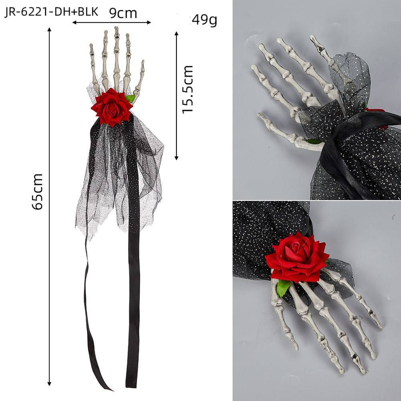 Punk-style Dark Style Handbone Rose Headband Hairpin Dance Party Outfit_voghion.com