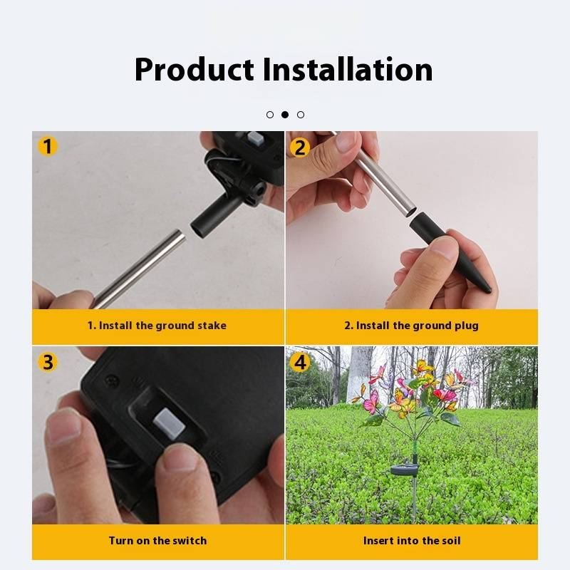 Solar Butterfly Lights Outdoor Garden Decor - Waterproof LED Fairy Lights For Patio, Lawn & Yard - Romantic Atmosphere Lighting With Ground Spike_voghion.com