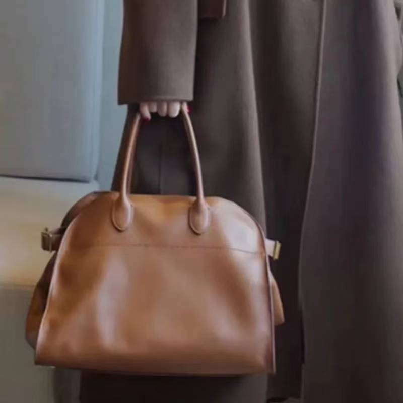 Tote Bag Large Capacity Handheld Commuter Bag Genuine Leather Messenger Bag High-end Niche Bag_voghion.com