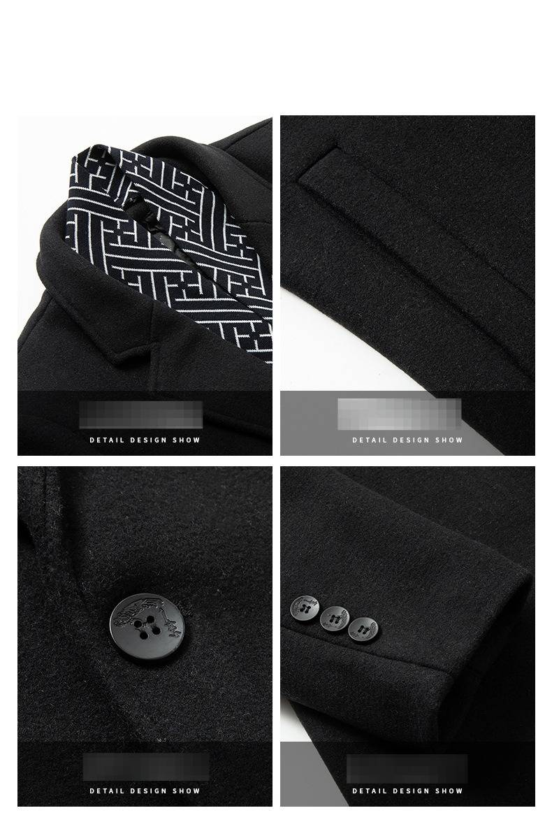 Trench da uomo in misto lana con sciarpa - Elegante soprabito lungo per l'inverno (cammello, nero, grigio) - Vestibilità slim e antipiega_voghion.com