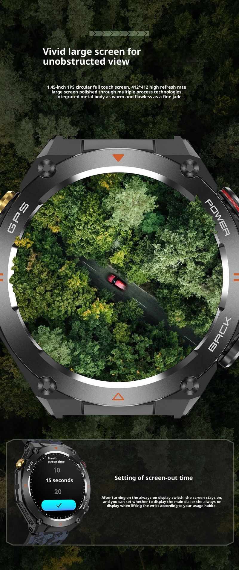 Unisex smartwatch met Bluetooth-oproepfunctie en GPS - Multisport-fitnesstracker met hartslagmeter, zuurstofmeter, slaapmonitoring en buitentools_voghion.com