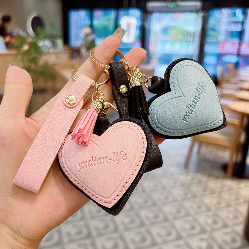 New Leather Heart Creative For Women, Exquisite Korean Style Car Key Bag Pendant, Simple Keychain_voghion.com