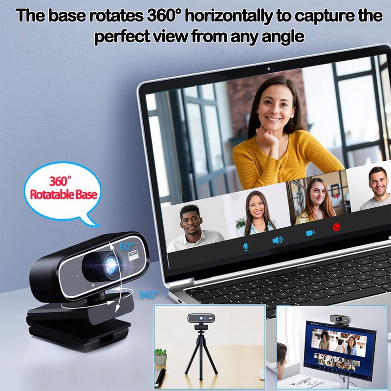 Webcam USB EXHQDR UHD 4K, nuovo modello aggiornato con obiettivo grandangolare da 120° e messa a fuoco manuale. Questo computer plug-and-play_voghion.com