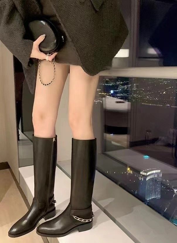 Petites bottes western à talons épais et bout rond, style chevalier, style western, fines et pas au-dessus du genou, nouvelle collection 2025_voghion.com