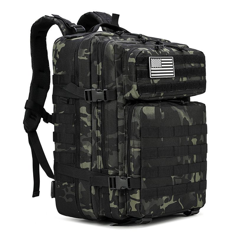 Mochila tática de ataque 3P masculina, mochila multifuncional com capacidade de 45L, camuflagem para esportes de campo, montanhismo, mochila de ombro dupla face_voghion.com