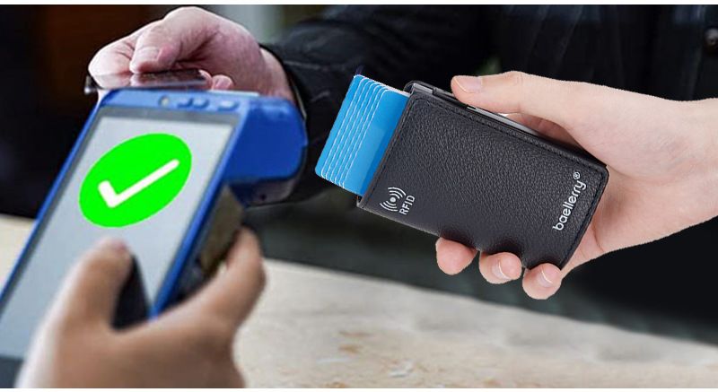 Baellerry New Ανδρική θήκη για κάρτες Lychee RFID Αντιμαγνητική πλάγια ώθηση Pop, μεταλλικό κουτί αλουμινίου_voghion.com