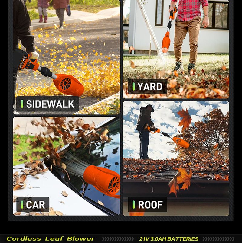 21V Cordless Leaf Blower With Foldable Design - High-Power Battery-Powered Blower For Lawn, Snow, Dust, And Debris Cleaning_voghion.com