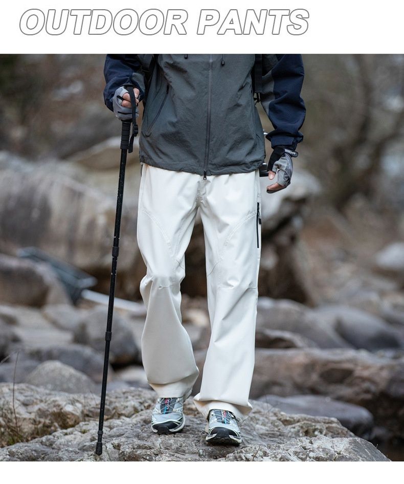 001 Outdoor Hiking Trekking Men Spring Autumn New Waterproof Cargo Elastic Waist Zipper Casual Long Pants_voghion.com