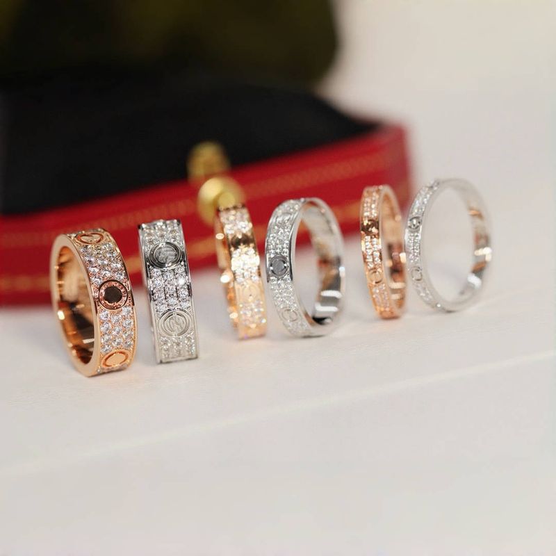 Bague LOVE Starry Sky pour femme, version haute, large et étroite, en or rose, avec commande numérique par ordinateur, diffusion en direct_voghion.com