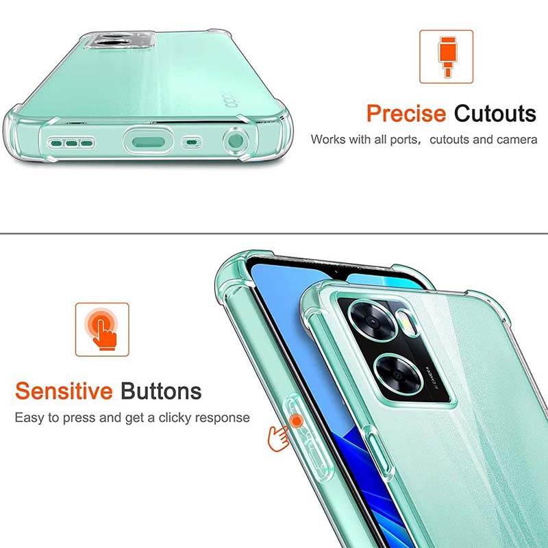 Clear Case For Oppo A57 4G A77 5G A77s A57s A57e Thick Shockproof Soft Silicone Phone Cover for Oppo A94 5G A76 A96 A78 5G A17_voghion.com