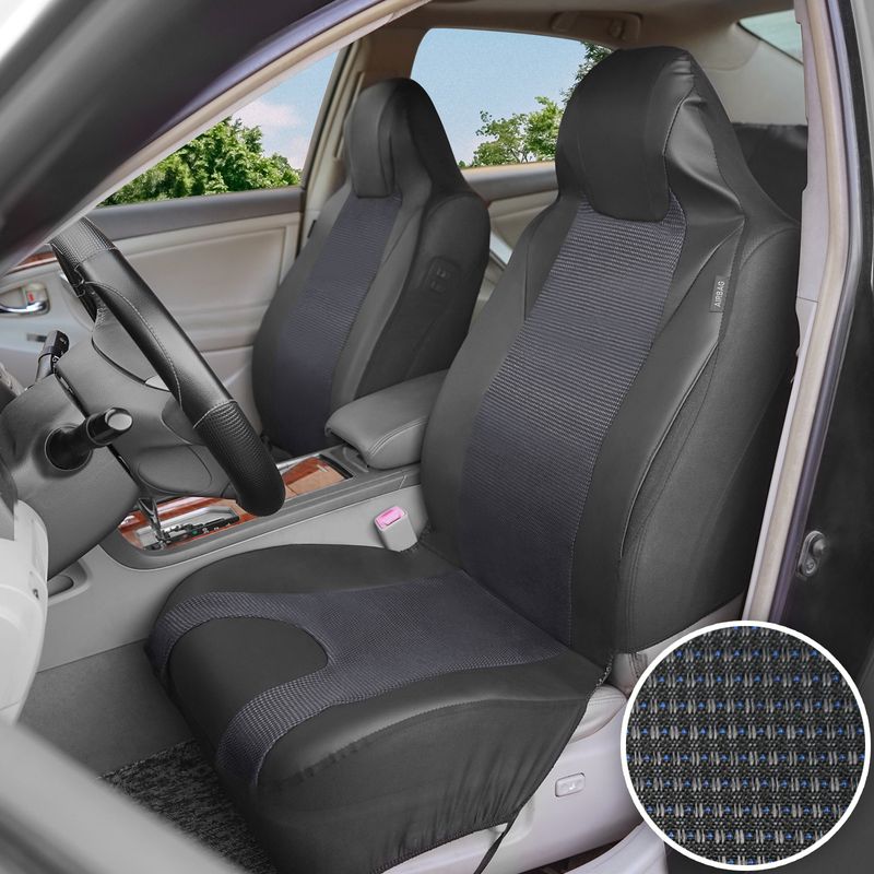 Nueva funda para asiento de coche de tela jacquard negra y gris PVC con capucha y personalidad tridimensional_voghion.com
