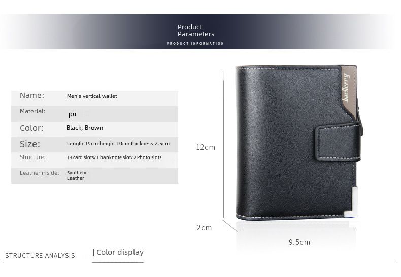 Casual Men's Wallet Multi-functional Wallet Zipper Buckle Three Fold Coin Wallet_voghion.com