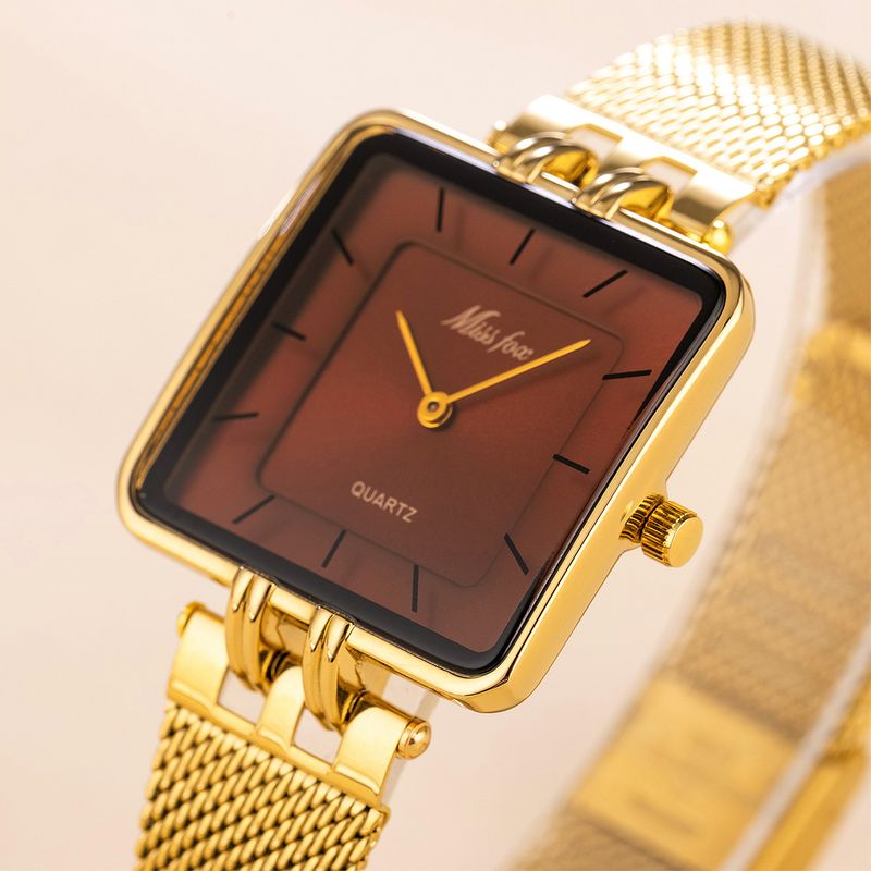 MISSFOX Watch Popular Classic Simple Square Stainless Steel Mesh Belt Quartz Men's Watch_voghion.com