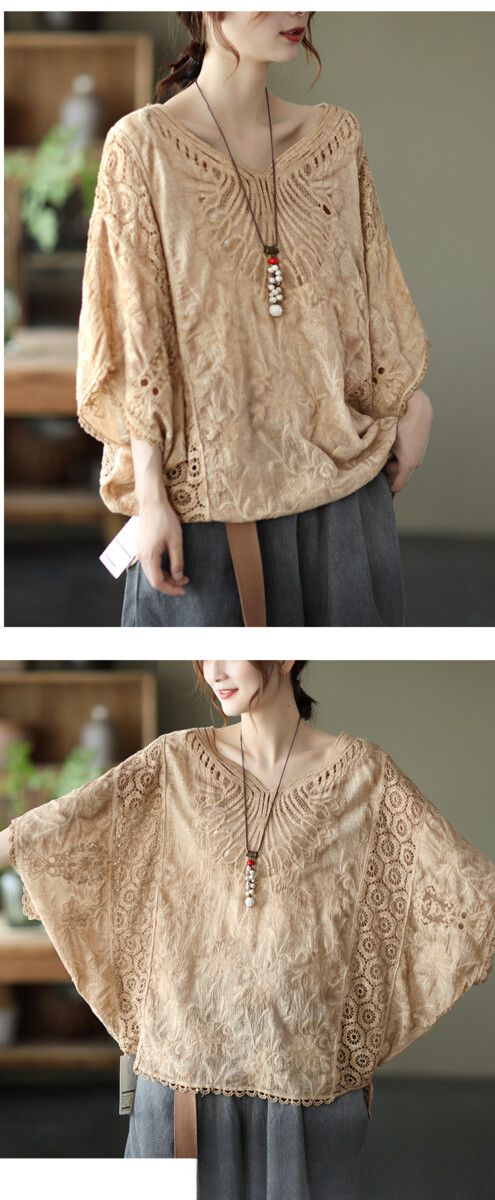 Damska koszulka z krótkim rękawem, modna, chroniąca przed słońcem, bawełniana, z wycięciem w kształcie skrzydeł nietoperza, luźna, w dużym rozmiarze_voghion.com