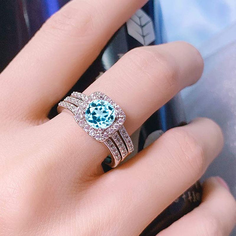 Women's Jewelry Cubic Zirconia Stackable Ring Set - Elegant Geometric Design Trio For Daily Wear & Special Occasions Three Piece Set_voghion.com
