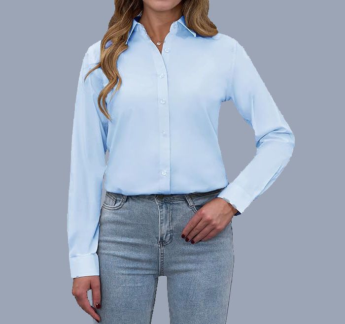 Women's Clothing Large Size Foreign Trade Polo Collar Women's Shirt Loose Fashion Temperament Solid Color_voghion.com